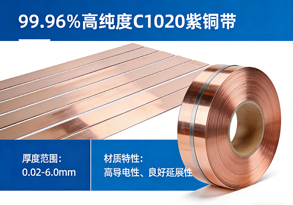 99.96%高纯度C1020紫铜带 厚度0.02-6.0mm(图1)