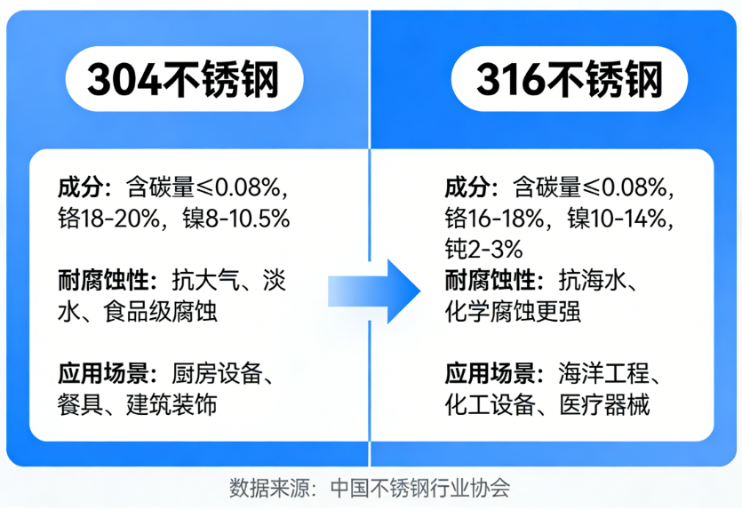 不锈钢304与316的区别在哪里(图1)
