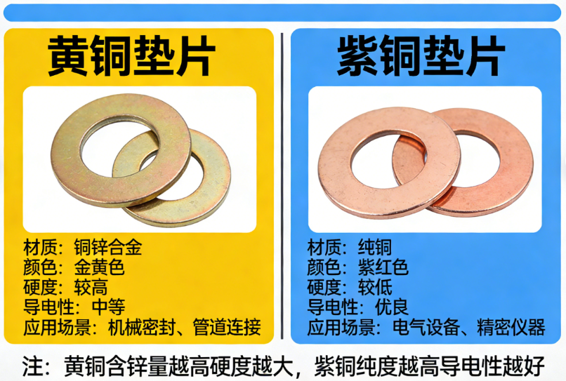 黄铜垫片和紫铜垫片的区别(图1)